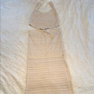 Crochet Two-Piece Set in Cream